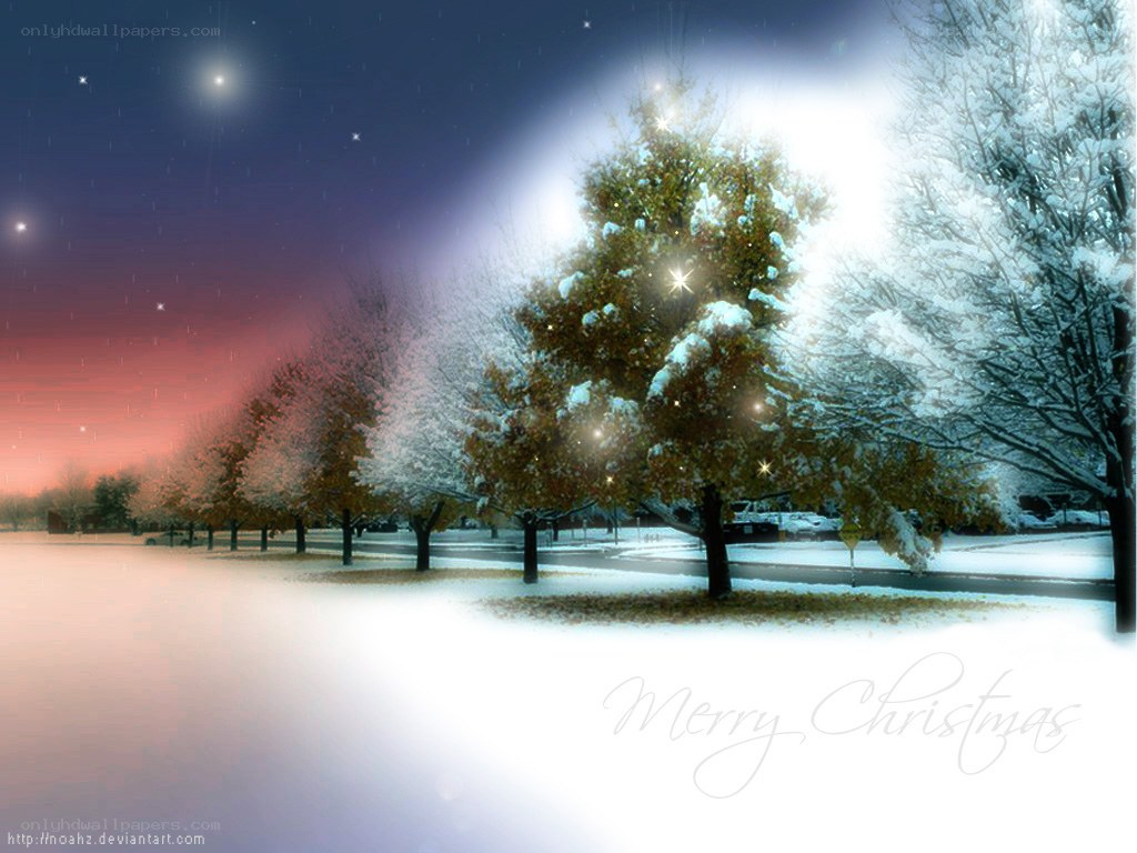 Christmas night with snow