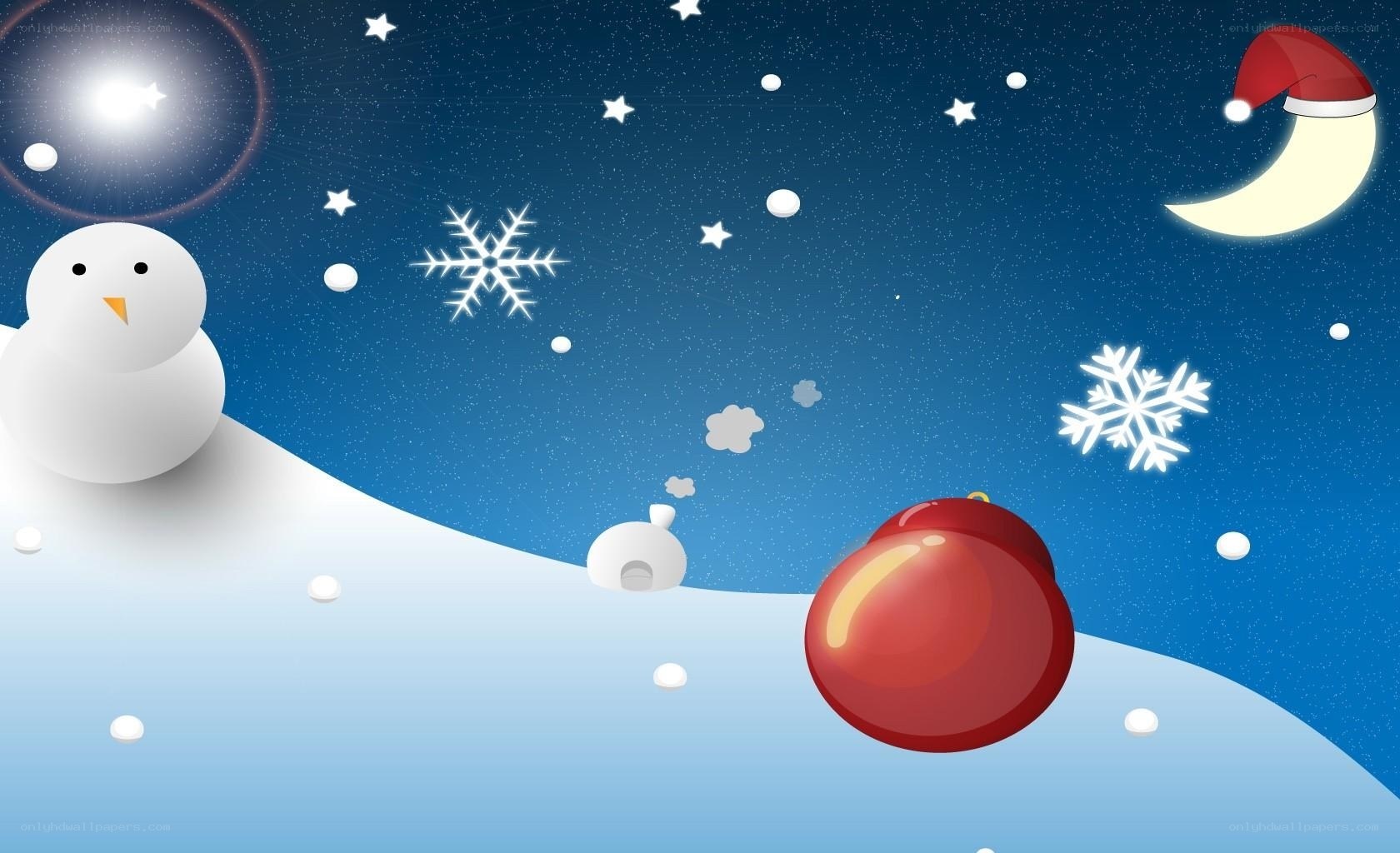 Christmas night with snowman