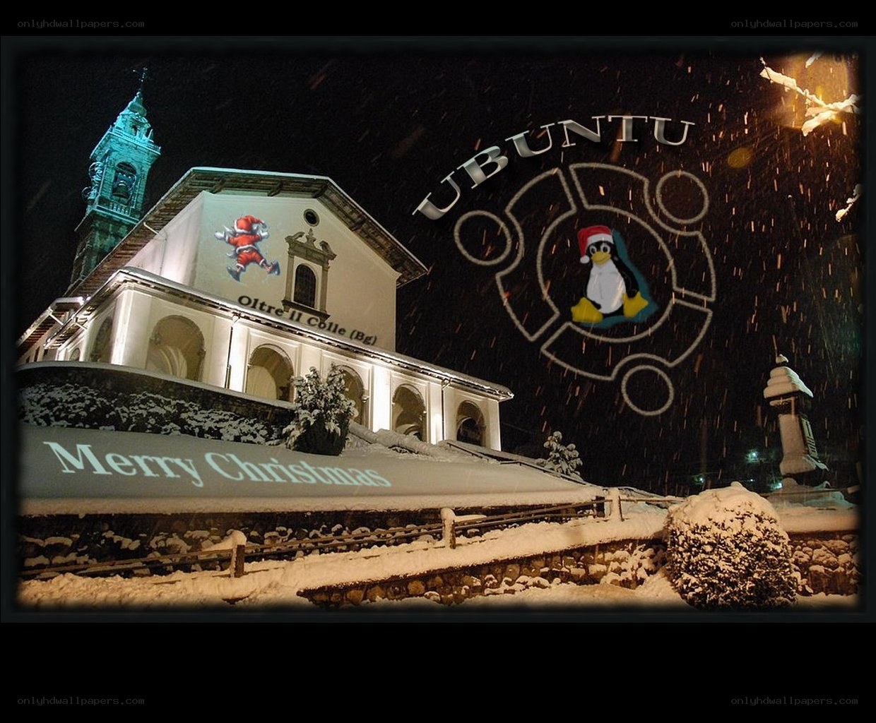 Christmas night with Ubuntu logo
