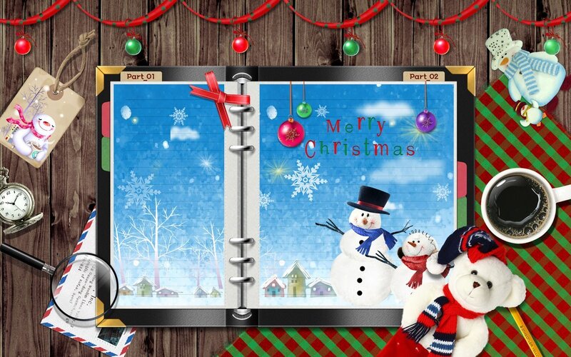 Christmas notebook with festive items