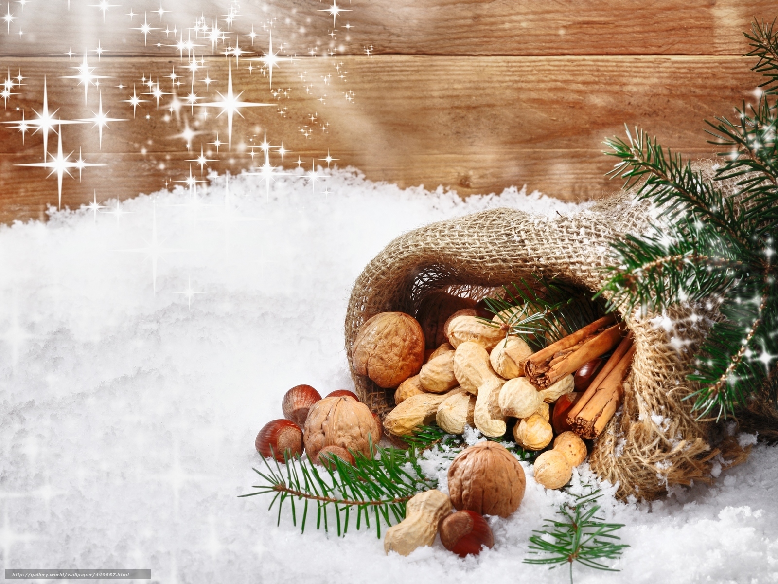 Christmas nuts in snow