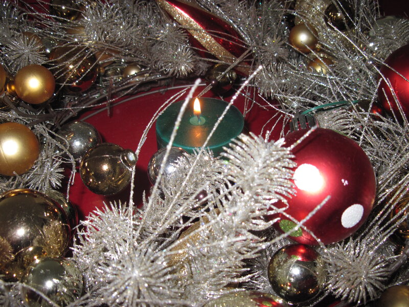 Christmas Ornament Arrangement — Red, Festive, Winter, Photograph