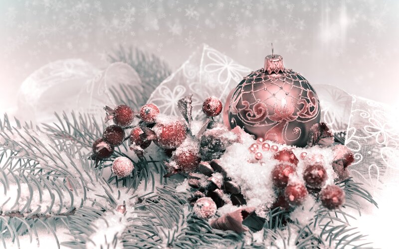 Christmas Ornament Arrangement — White, Festive