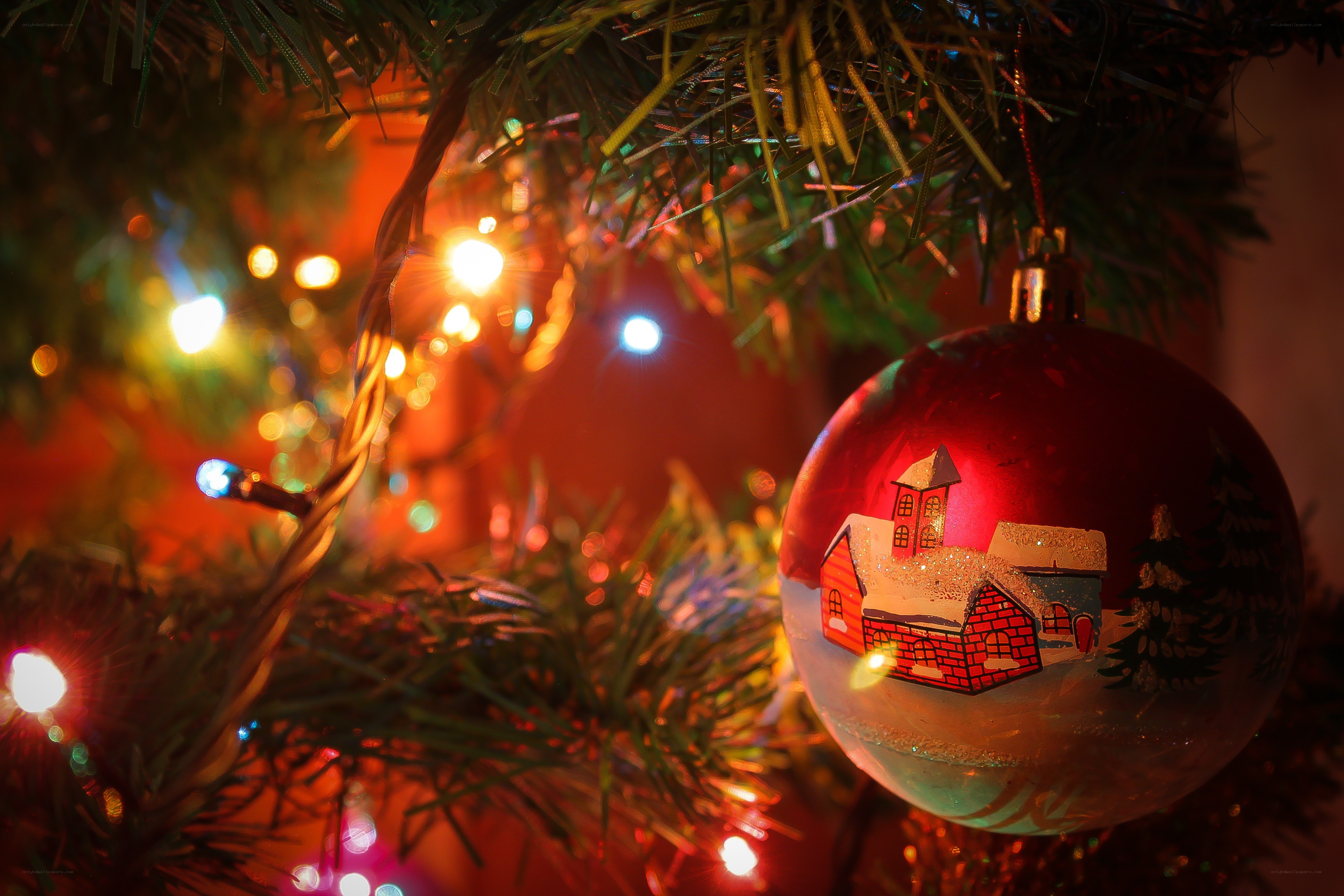 Christmas ornament on a decorated tree