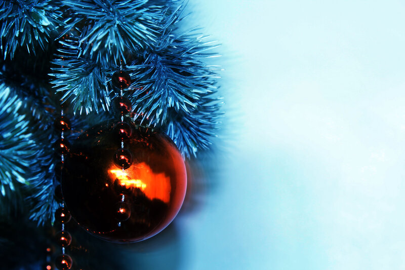 Christmas Ornament on Branch — Blue