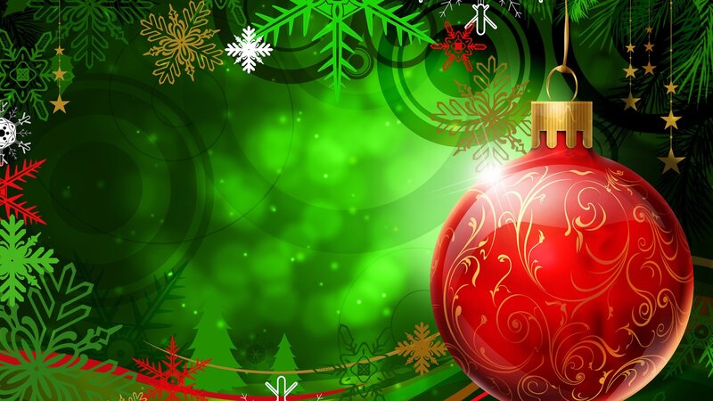 Christmas ornament on green background
