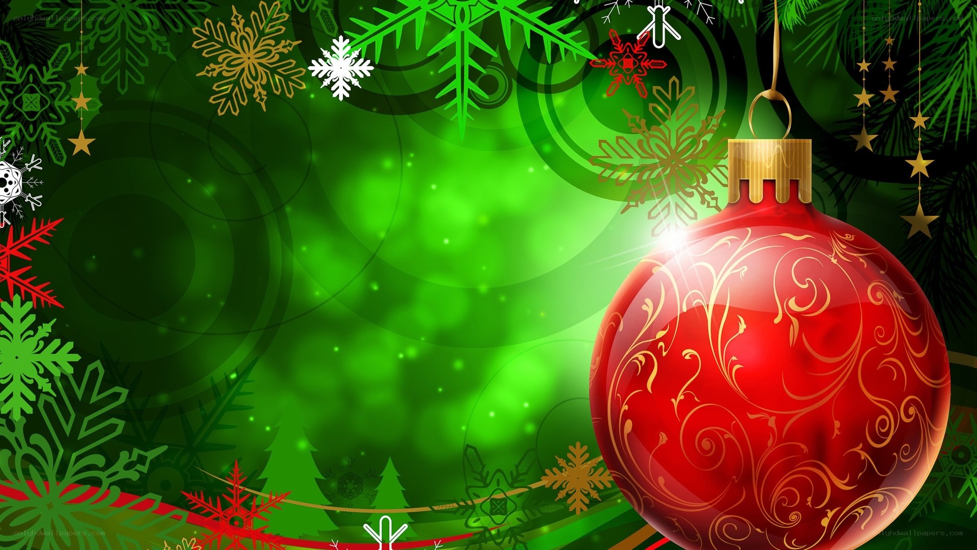 Christmas ornament on green background