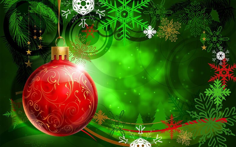 Christmas ornament on green background