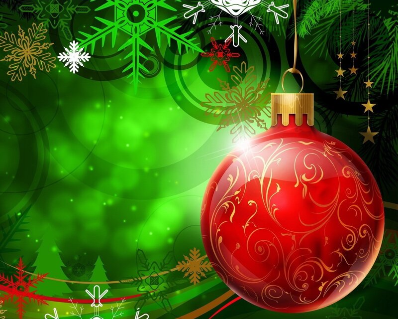 Christmas ornament on green background