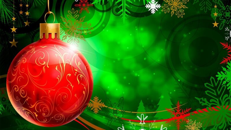 Christmas ornament on green background
