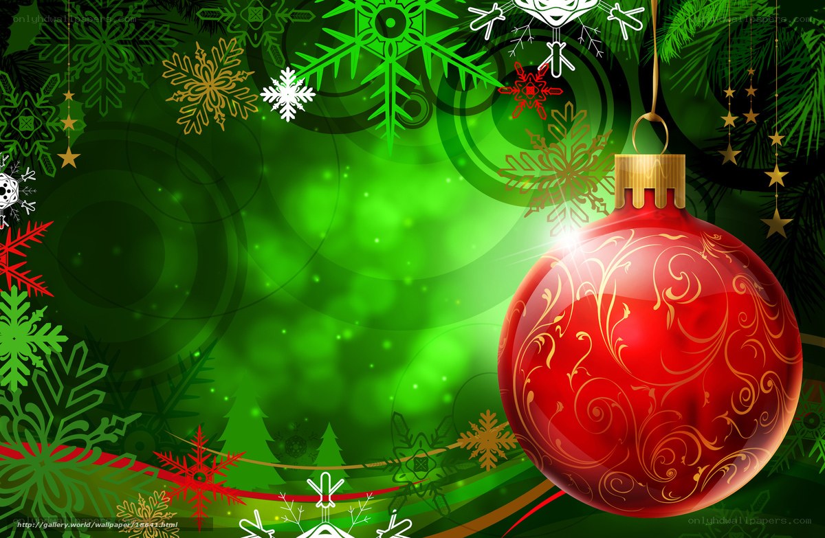 Christmas ornament on green background