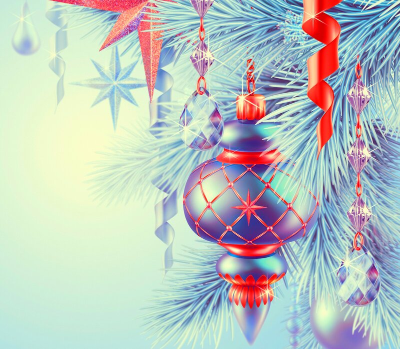 Christmas Ornament on Tree — Blue, Festive, Winter