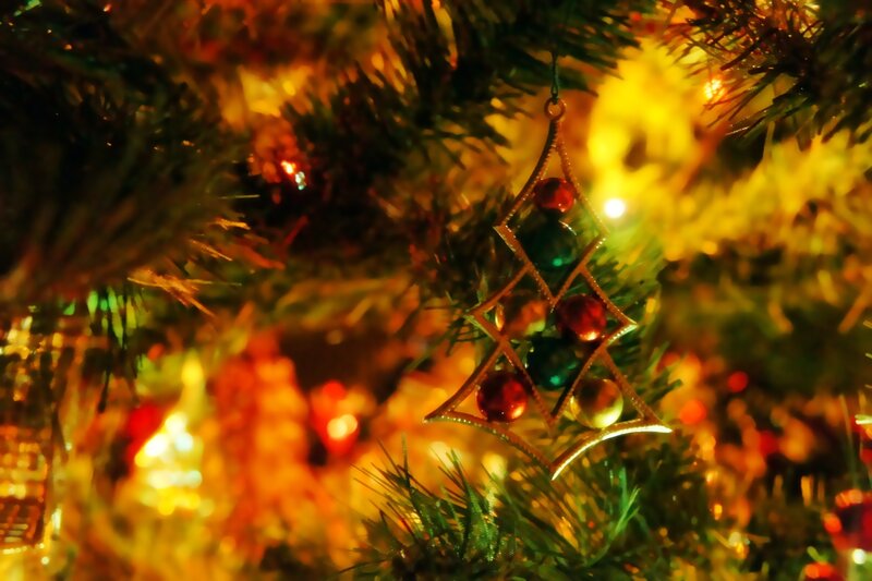 Christmas Ornament on Tree — Green, Festive, Night