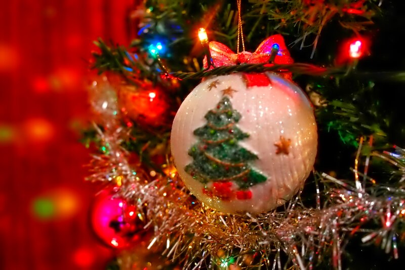 Christmas Ornament on Tree — Red, Festive