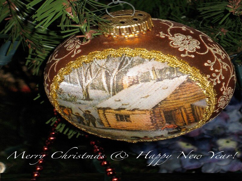 Christmas Ornament with Cabin Scene