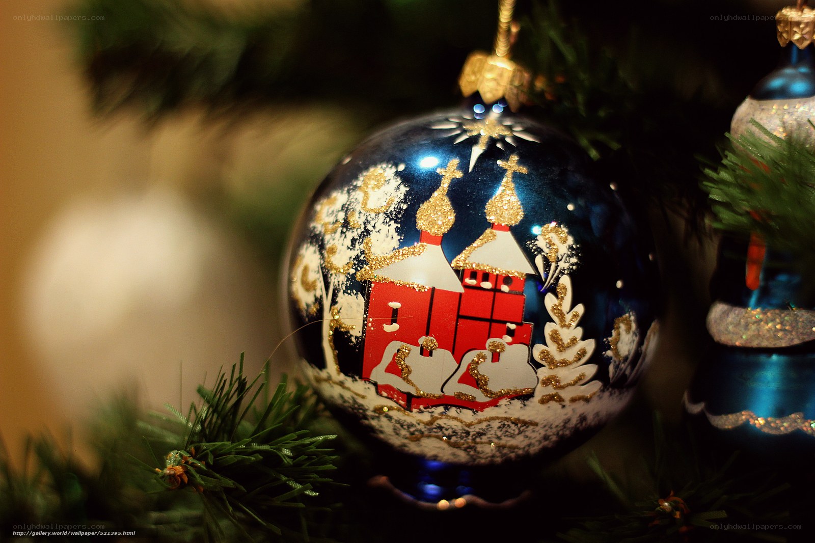 Christmas ornament with church scene