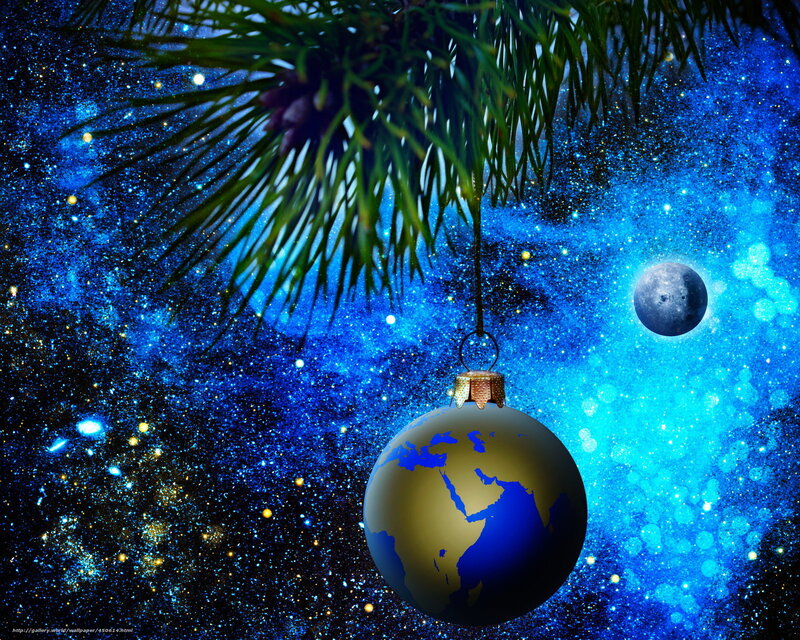 Christmas ornament with Earth and stars