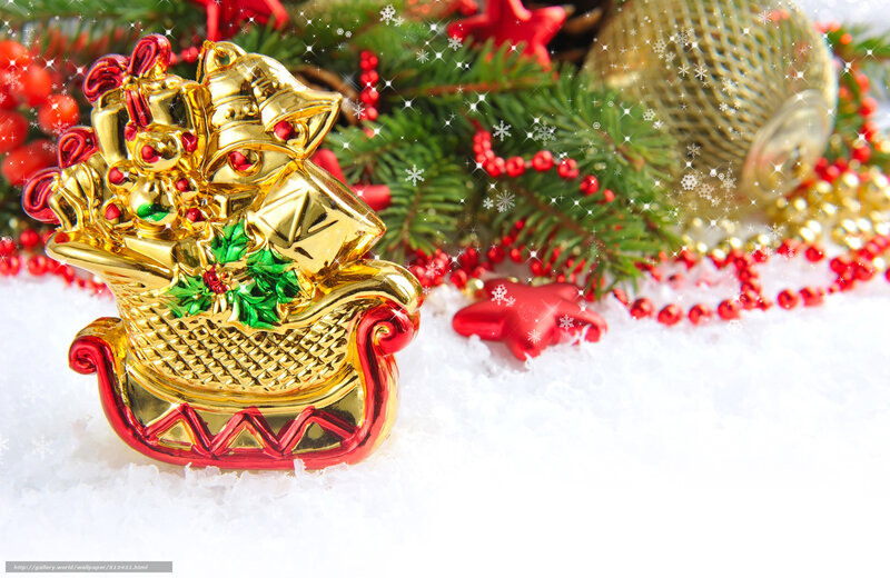 Christmas ornament with golden sleigh