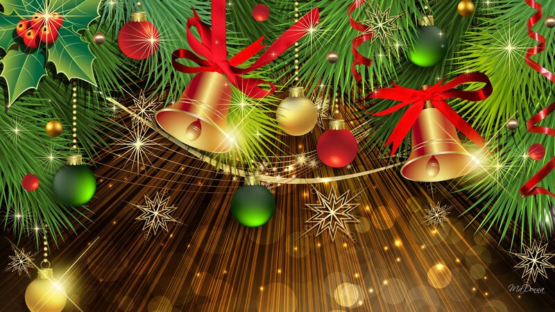 Christmas Ornaments and Bells — Green, Festive