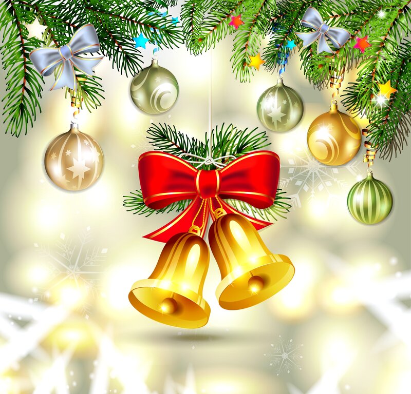 Christmas Ornaments and Bells — Green, Festive, Winter