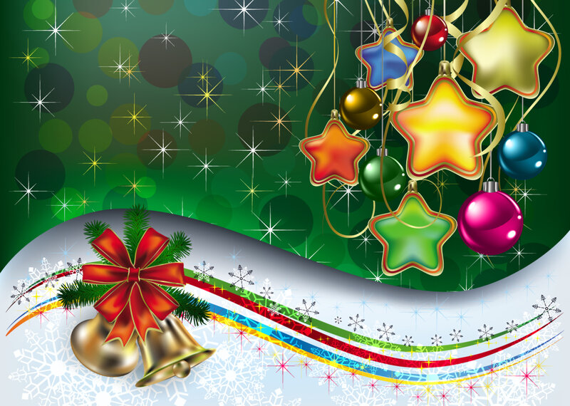 Christmas Ornaments and Bells — Green