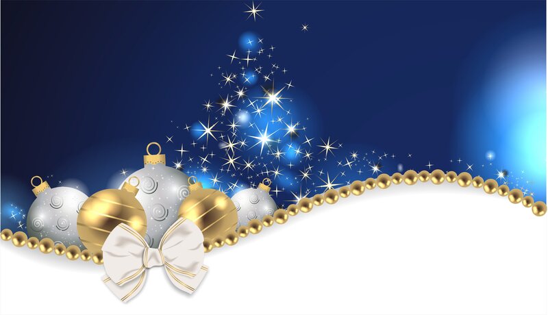Christmas Ornaments and Bow — Blue