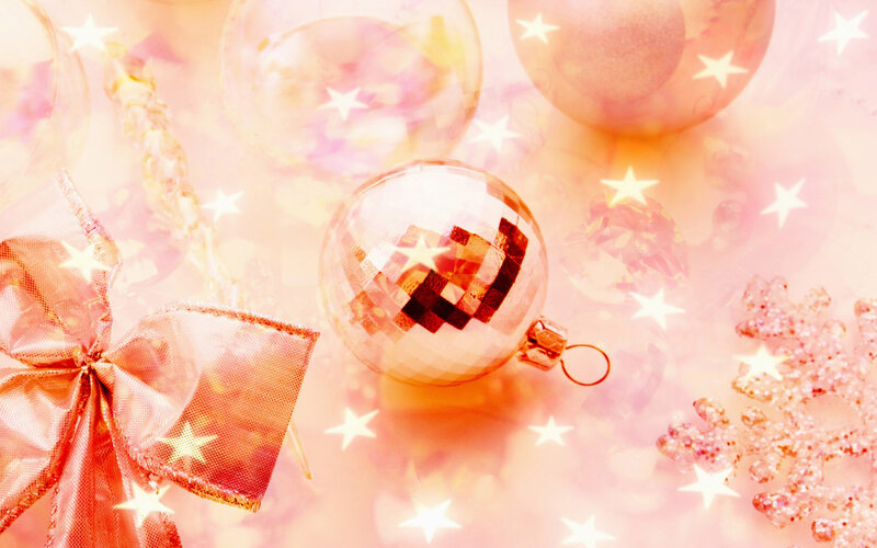 Christmas Ornaments and Bow — Pink, Festive, Winter