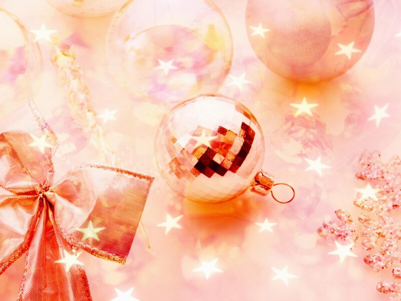 Christmas Ornaments and Bow — Pink
