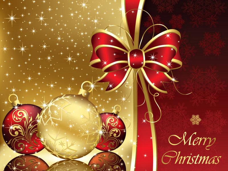 Christmas Ornaments and Bow — Red, Festive, Winter
