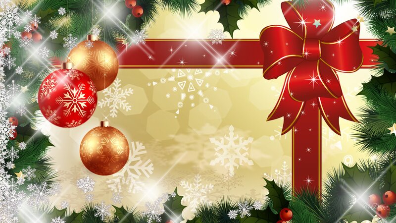 Christmas Ornaments and Bow — Red
