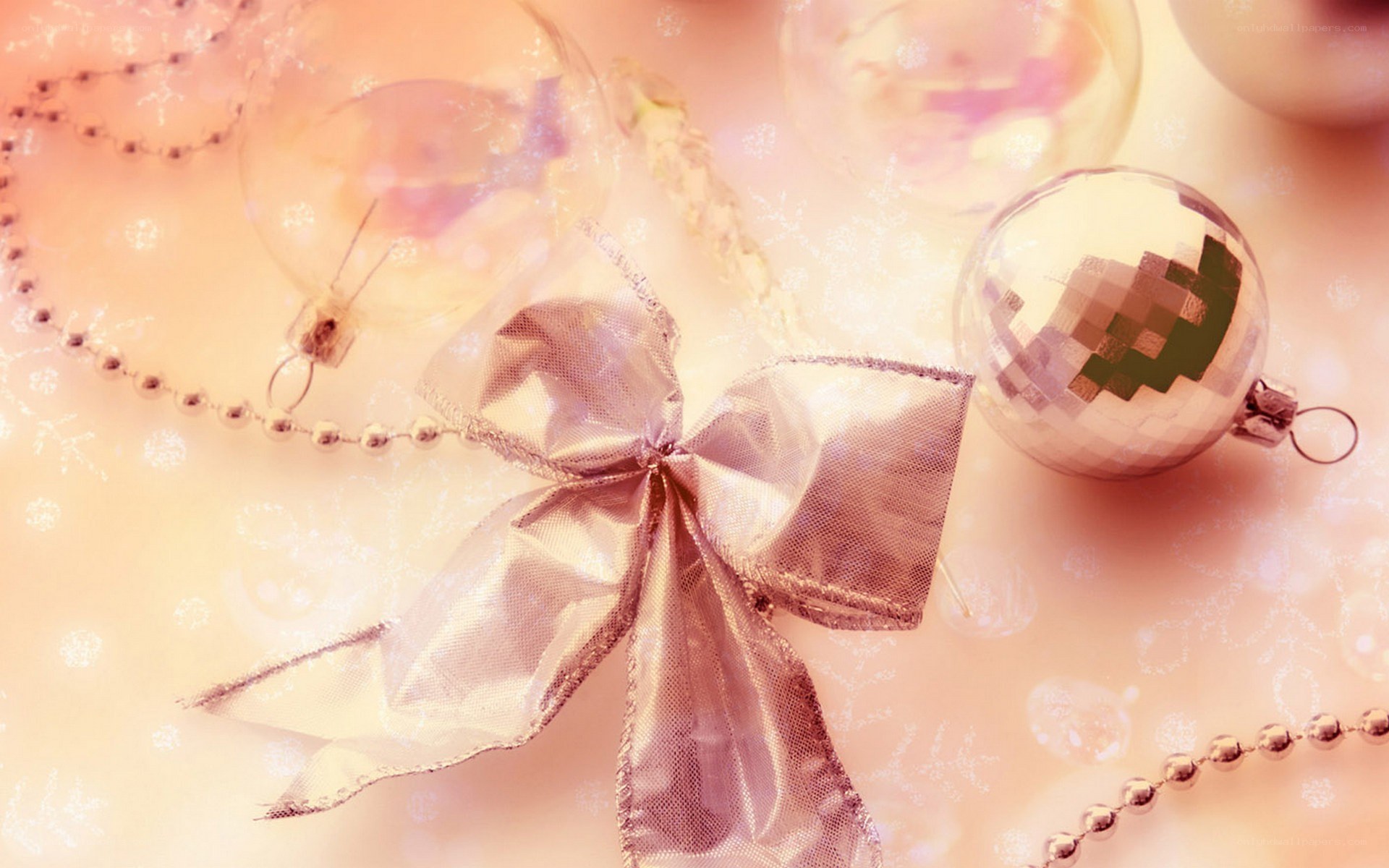 Christmas ornaments and bow