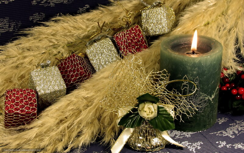 Christmas Ornaments and Candle — Green, Festive, Winter