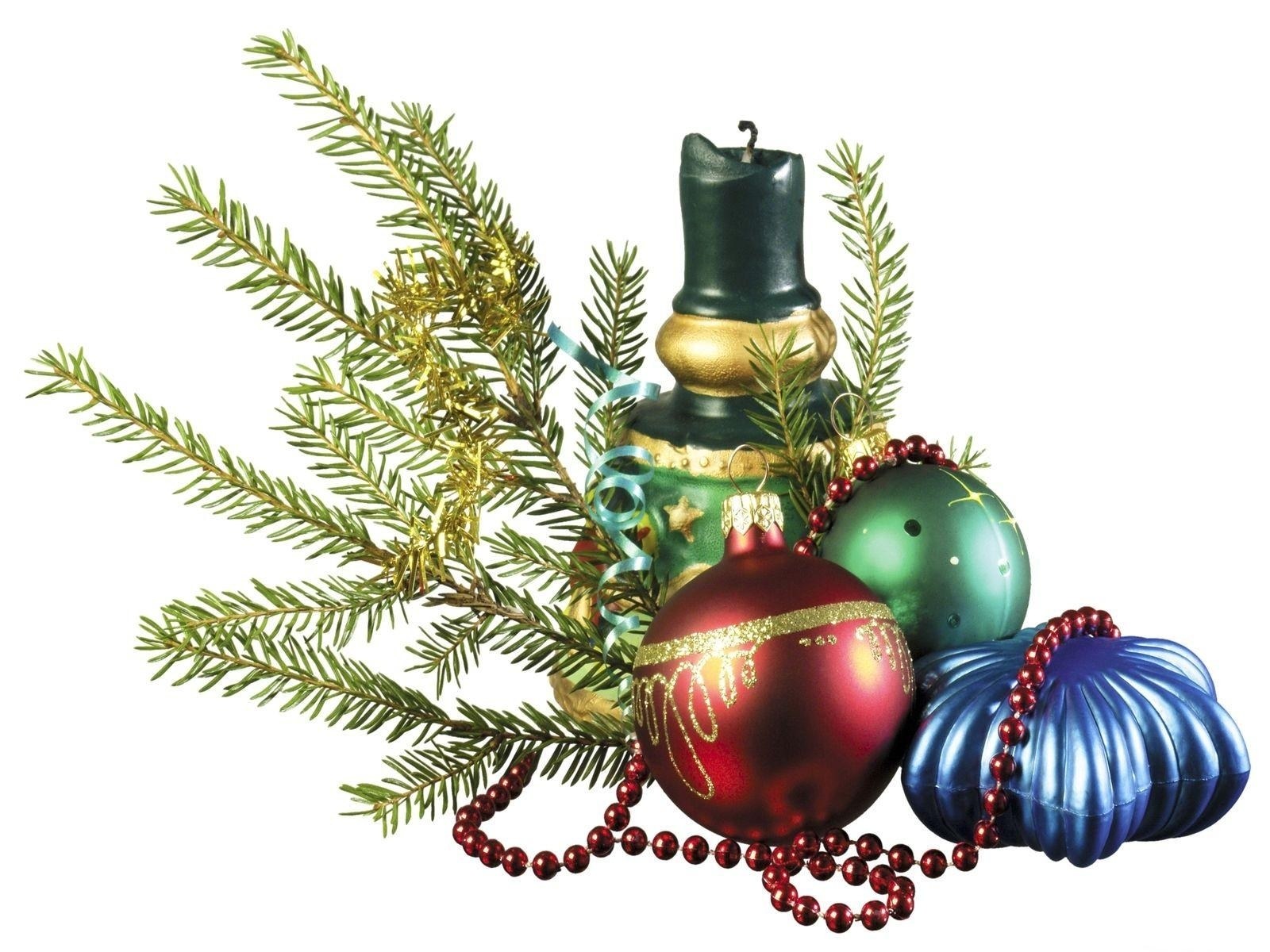 Christmas ornaments and candle