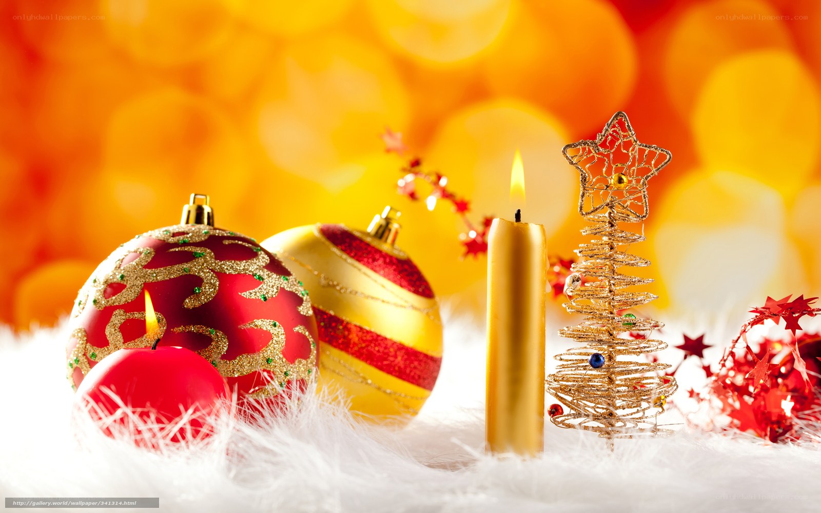 Christmas ornaments and candles