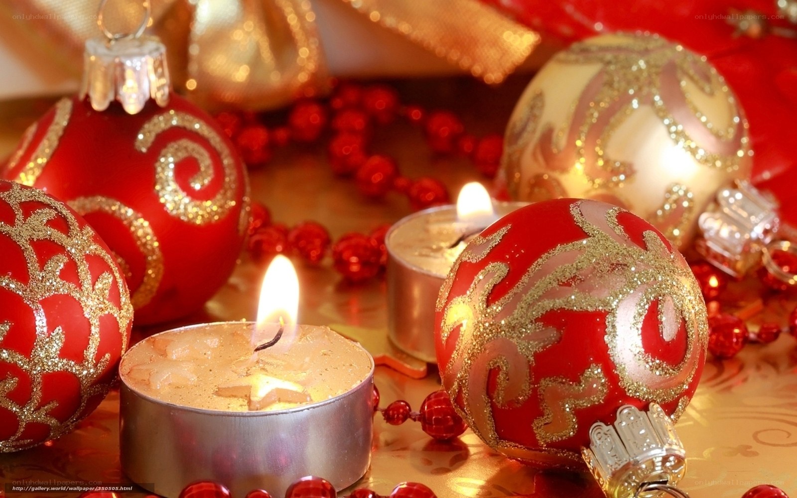 Christmas ornaments and candles