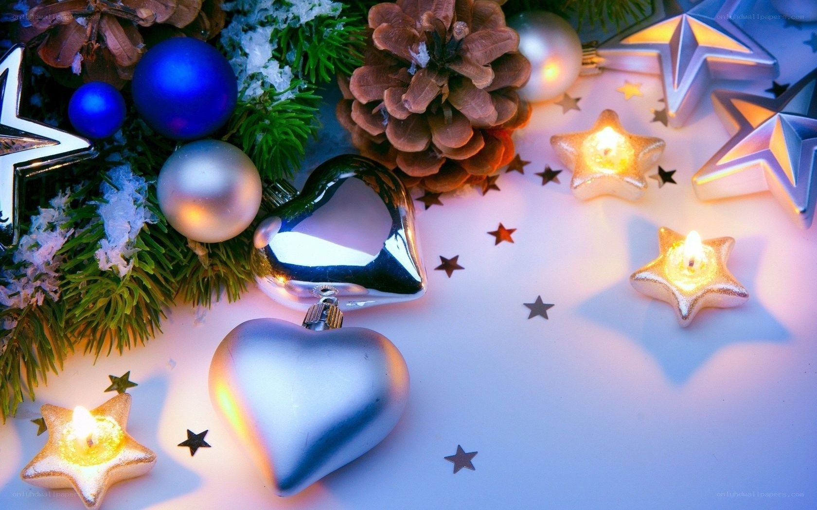 Christmas ornaments and candles