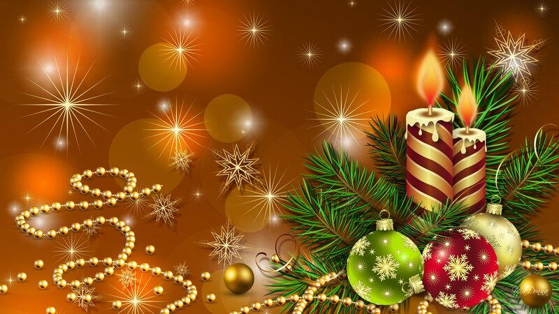Christmas Ornaments and Candles — Gold