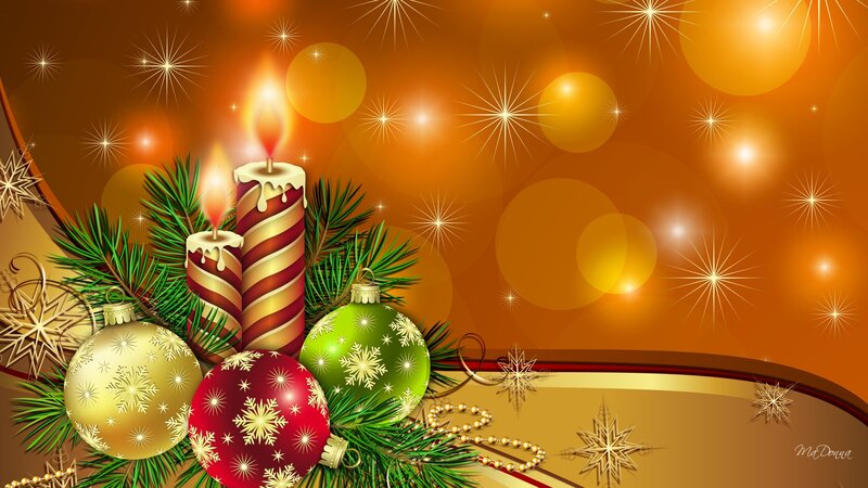 Christmas Ornaments and Candles — Orange