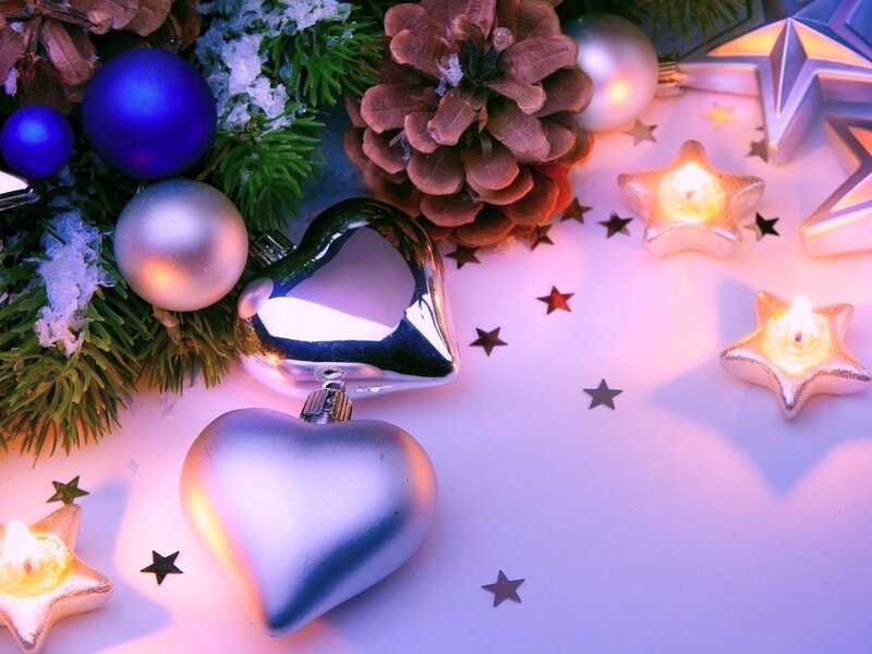 Christmas Ornaments and Candles — Purple