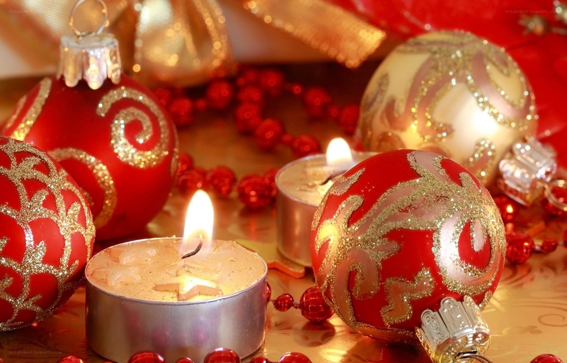 Christmas ornaments and candles