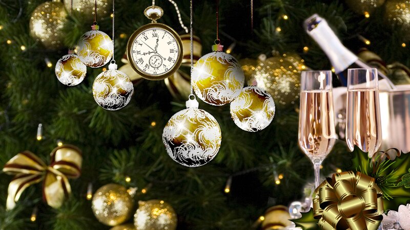 Christmas Ornaments and Champagne
