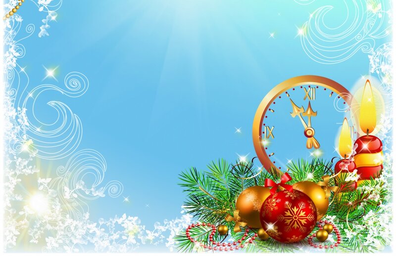 Christmas Ornaments and Clock — Blue