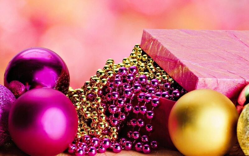 Christmas ornaments and gift box