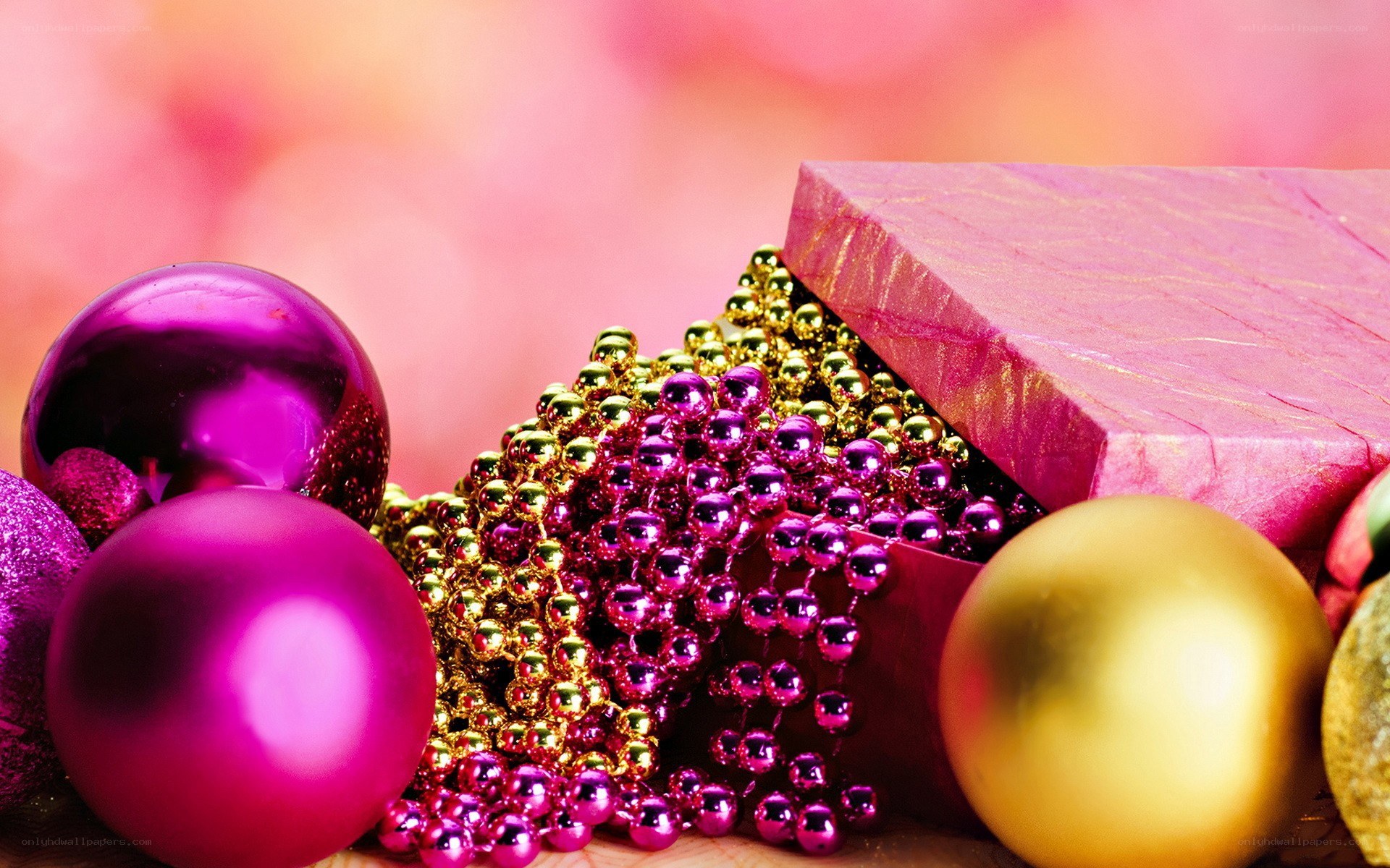 Christmas ornaments and gift box