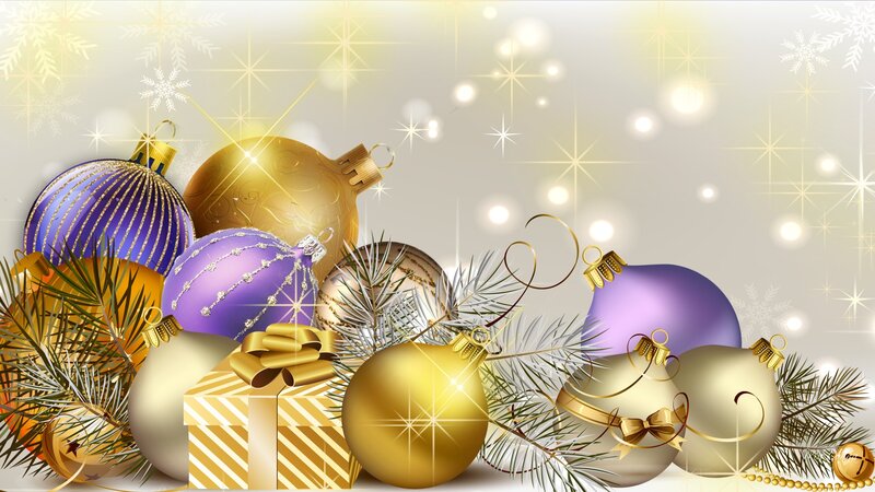 Christmas Ornaments and Gift — Gold, Festive