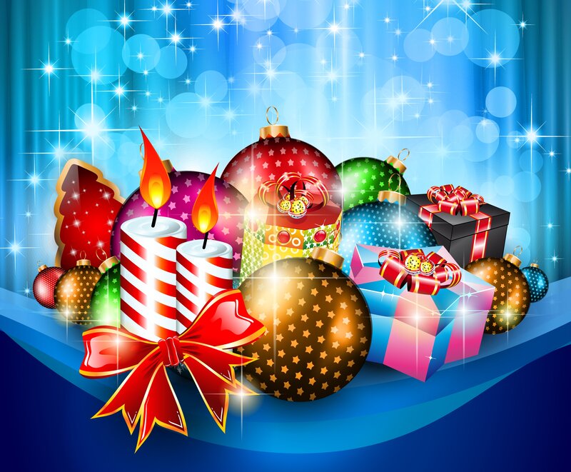 Christmas Ornaments and Gifts — Blue, Festive