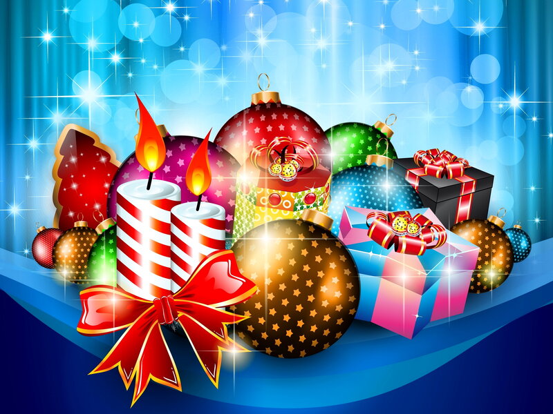 Christmas Ornaments and Gifts — Blue, Festive, Winter