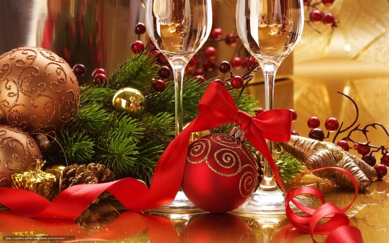Christmas Ornaments and Glasses — Red, Festive