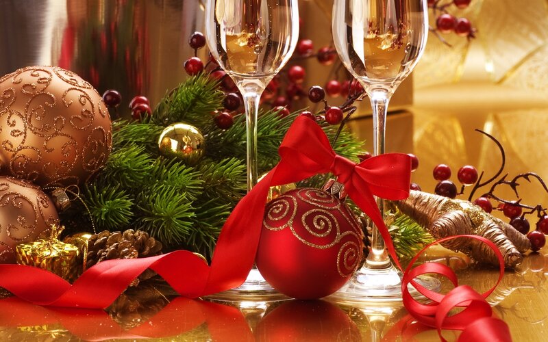 Christmas Ornaments and Glasses