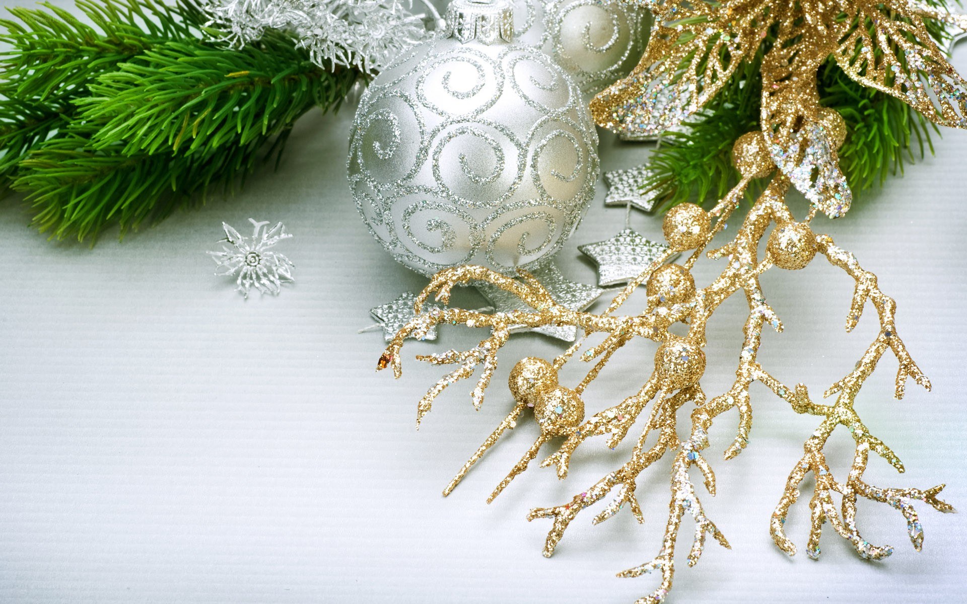 Christmas ornaments and greenery